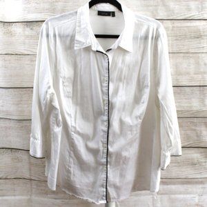 APT 9 Fitted Button-down 3/4 Sleeve Tailored Stretch Blouse